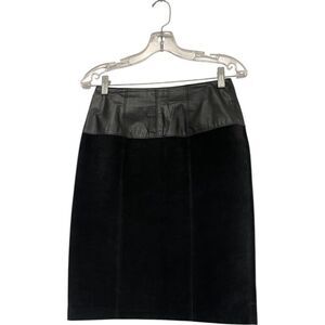 Charles Klein Womens Straight Pencil Skirt Leather Suede Size 6 Black Vintage